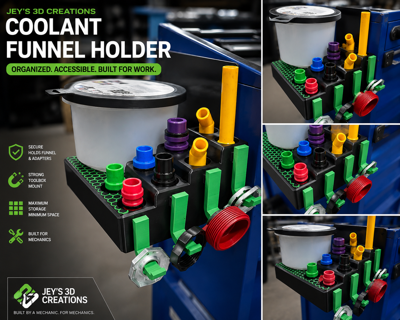 Coolant funnel kit holder